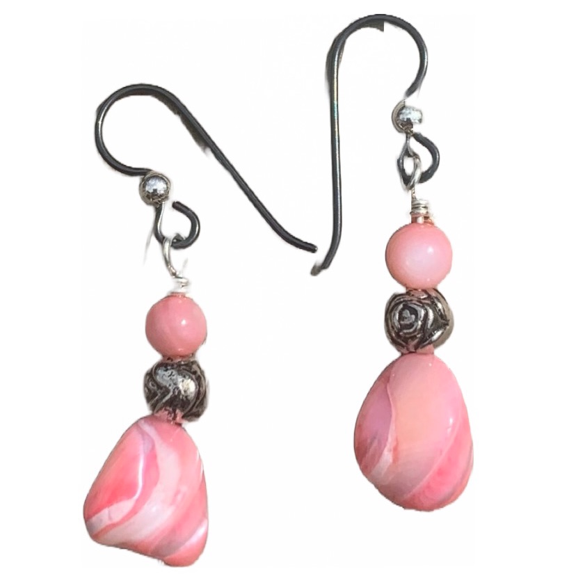 PinkSalmon Coral Earrings Sterling Silver 36$